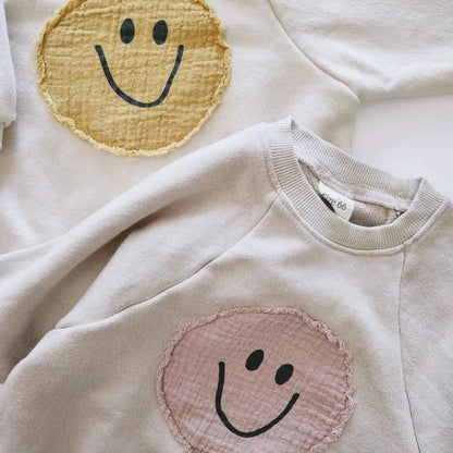 Smiley Face Sweatshirt Baby Romper